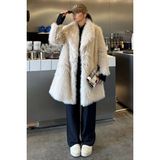 Kadın Astarlı Kürklü Uzun Mont P-00018371 - Taş - Standart