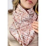 Kadın Atkı Boyunluk Düğmeli Peluş Kadife Ikat Kahve 805