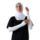 Kadın Avuç İçi Uzun Penye Tesettür Kolluk Beyaz