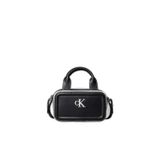 Kadın Ayarlanabilir Askılı CK Logo Detaylı Fermuarlı Siyah Omuz Çantası LV04F1257G-UB1