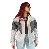 Kadın Aztek Unisex Retro Bomber Oversize Desenli Ceket Kdsbb4
