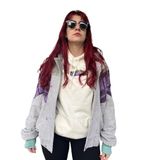 Kadın Aztek Unisex Retro Bomber Oversize Desenli Vintage Ceket YMEG4
