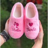 Kadın Babet Panduf Kaydırmaz Taban Ev Ayakkabısı - Pembe - Beyaz