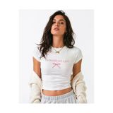Kadın Baby Tee Crop Tişört Just A Girl Baskılı Slim Fit Trend %100 Pamuk