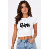 Kadın Baby Tee Crop Tişört Karma Baskılı Slim Fit %100 Pamuk Yazlık Trend