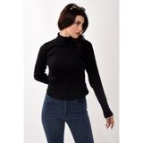 Kadın Balıkçı Yaka Boğazlı Slim Fit Kazak saks