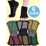 Kadın Bambu Parmaksız Kaydırmaz Taban 6'Lı Yoga Pilates Çorabı