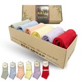 Kadın Bambu Patik Çorap – 6 Çift, Dikişsiz, Nefes Alır, Kaymaz Yapı – Hediye Kutulu Set (asorti)