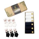 Kadın Bambu Patik Çorap – 6 Çift, Dikişsiz, Nefes Alır, Kaymaz Yapı – Hediye Kutulu Set (siyah-beyaz)