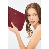 Kadın Basic Clutch Çanta Monogram Desenli Bordo 214002 Bordo-std