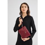 Kadın Basic Clutch Çanta Monogram Desenli Logolu Bordo Siyah (4010b) 214009 Bordo Siyah-std