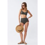 Kadın Basic Haki Pedli Yüksek Bel Bikini Takımı