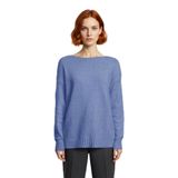 Kadın Basic Kayık Yaka Oversize Triko Kazak Rahat Ve Şık İlkbahar Sonbahar Günlerine Özel Kaliteli -Indigo-S