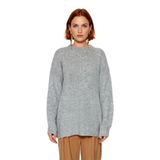 Kadın Basic Oversize Bisiklet Yaka Uzun Kol Triko Kazak Günlük Konforlu Şık Kışlık Giyim Kaliteli -Açık Gri-M