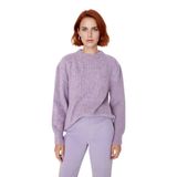Kadın Basic Oversize Bisiklet Yaka Uzun Kol Triko Kazak Günlük Konforlu Şık Kışlık Giyim Kaliteli -Lila-S