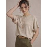 Kadın Basic Relaxed Keten Bluz - Bej