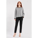 Kadın Basic Triko Kazak - Oversize Kesim - Gri