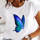 Kadın Baskı Elbise Karahindiba Suluboya Kadın Üstleri Tee Tshirt MODEL741 - Beyaz