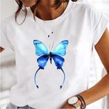 Kadın Baskı Elbise Karahindiba Suluboya Kadın Üstleri Tee Tshirt MODEL743 - Beyaz