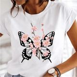Kadın Baskı Elbise Karahindiba Suluboya Kadın Üstleri Tee Tshirt MODEL746 - Beyaz