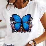 Kadın Baskı Elbise Karahindiba Suluboya Kadın Üstleri Tee Tshirt MODEL747 - Beyaz - XL