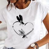 Kadın Baskı Elbise Karahindiba Suluboya Kadın Üstleri Tee Tshirt MODEL760 - Beyaz - XL