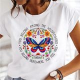 Kadın Baskı Elbise Karahindiba Suluboya Kadın Üstleri Tee Tshirt MODEL761 - Beyaz