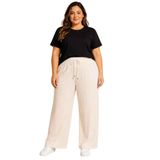 Kadın Battal Beden Bürümcük Kumaş Palazzo Pantolon, Beli Lastikli Bağcıklı Bol Paça Yazlık Rahat Günlük Pantolon 2XL-6XL (Bej, 6XL)
