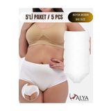 Kadın Battal Külot, Büyük Beden, Yüksek Bel - 5 Adet Beyaz (5XL, 6XL, 7XL)