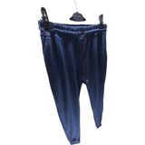 Kadın Bayan Battal Büyük Beden Fransız Kadife Çift Cepli Paça Manşetli Bel Lastikli Kordonlu Bol Rahat Kalıp Eşofman Altı Pijama Tayt Pantolon - 4XL - Lacivert