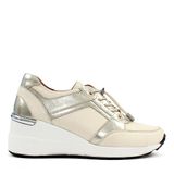 Kadın Bej Dolgu Topuklu Deri Sneaker