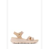 Kadın Bej Kalın Tabanlı Kumaş Comfort Sandalet 26SFE46426F