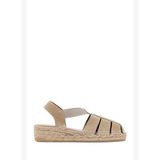 Kadın Bej Süet Deri Espadril Sandalet 26SFD205510