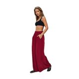 Kadın Beli Lastikli Cepli Bol Paça Salaş Oversize Yumuşak Dokulu Rahat Pantolon 3391260 42 Bordo