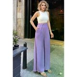 Kadın Beli Lastikli Cepli Bol Paça Salaş Oversize Yumuşak Dokulu Rahat Pantolon Lila 700-3391341