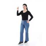 Kadın Beli Lastikli Salaş Kot Pantolon (Koyu Mavi) (Koyu Mavi / 48)
