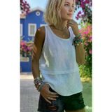 Kadın Beyaz %100 Pamuk Muslin Pis Dikiş Askılı Katlı Salaş Basic Atlet Bluz 3423242
