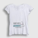 Kadın Beyaz Baby Boy Loading Yükleniyor Doğum Hamilelik T-Shirt 531381TT