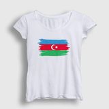 Kadın Beyaz Bayrak Flag Azerbaycan Azerbaijan T-Shirt 536481TT - M