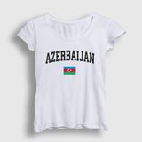 Kadın Beyaz Bayrak Flag V2 Azerbaycan Azerbaijan T-Shirt 536629TT