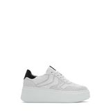 Kadın Beyaz Beğcıklı Kalın Tabanlı Deri Sneaker 25SFD371418