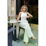 Kadın Beyaz Beli Lastikli Cepli Bol Paça Salaş Oversize Yumuşak Dokulu Rahat Pantolon 3391341