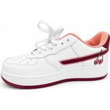 Kadın Beyaz Bordo Kiraz Nakışlı Kalın Taban Sneaker Spor Ayakkabı - G290-Beyaz