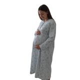 Kadın Beyaz Çiçekli Uzun Kollu Pamuklu Gecelik, U Yaka, Homewear, Bahar Mevsimine Özel (Beyaz Çiçekli, XL)
