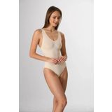 Kadın Beyaz Kalın Askılı Çıtçıtlı Body Korse Yeni Sezon Krem M