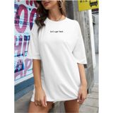 Kadın Beyaz Lets Get Lost Baskılı Oversize T-shirt
