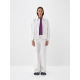 Kadın Beyaz Lüks Dokulu Soft Kadife Oversize Ceket - XS