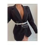 Kadın Beyaz Oval Gold Kadın Pantolon Ceket Elbise Gömlek Kemeri 1Beyaz 105 CM