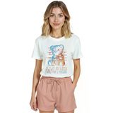 Kadın Beyaz Relaxed Fit %100 Pamuk Tişört – Grafiti Teddy Ayı Tipografi Baskılı