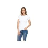 Kadın Beyaz Sıfır Yaka Likralı Kısa Kol T-Shirt